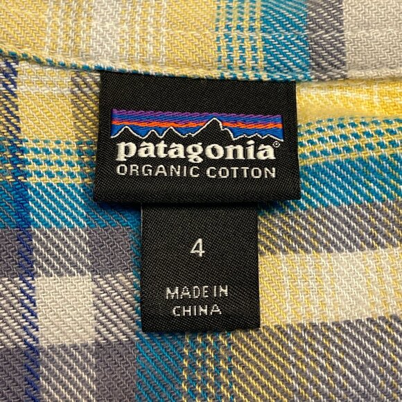 Patagonia Womens Flannel Shirt Top Size 4 Organic Cotton Plaid Hiking Camping - Picture 11 of 15